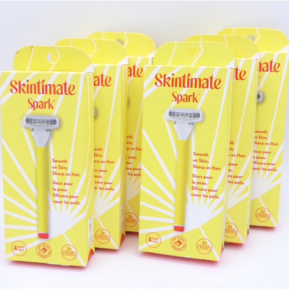 Skintimate Spark 4-Blade Women's Razor 6 Packs w/ 1 Handle + 2 Cartridges Ea Box